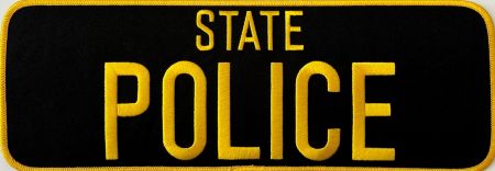 STATE POLICE BACK PATCH - MD GOLD on BLACK WITH VELCRO.
